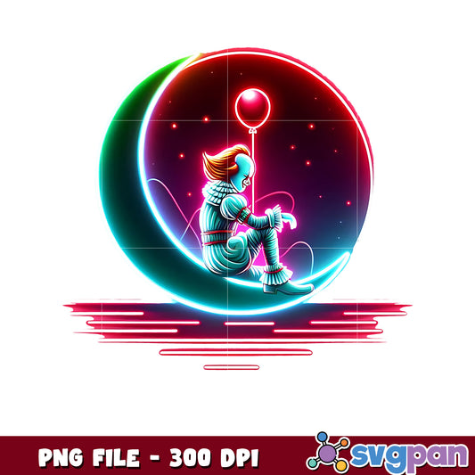 Pennywise in the moon png, halloween design png, halloween pumpkin​ ​​png