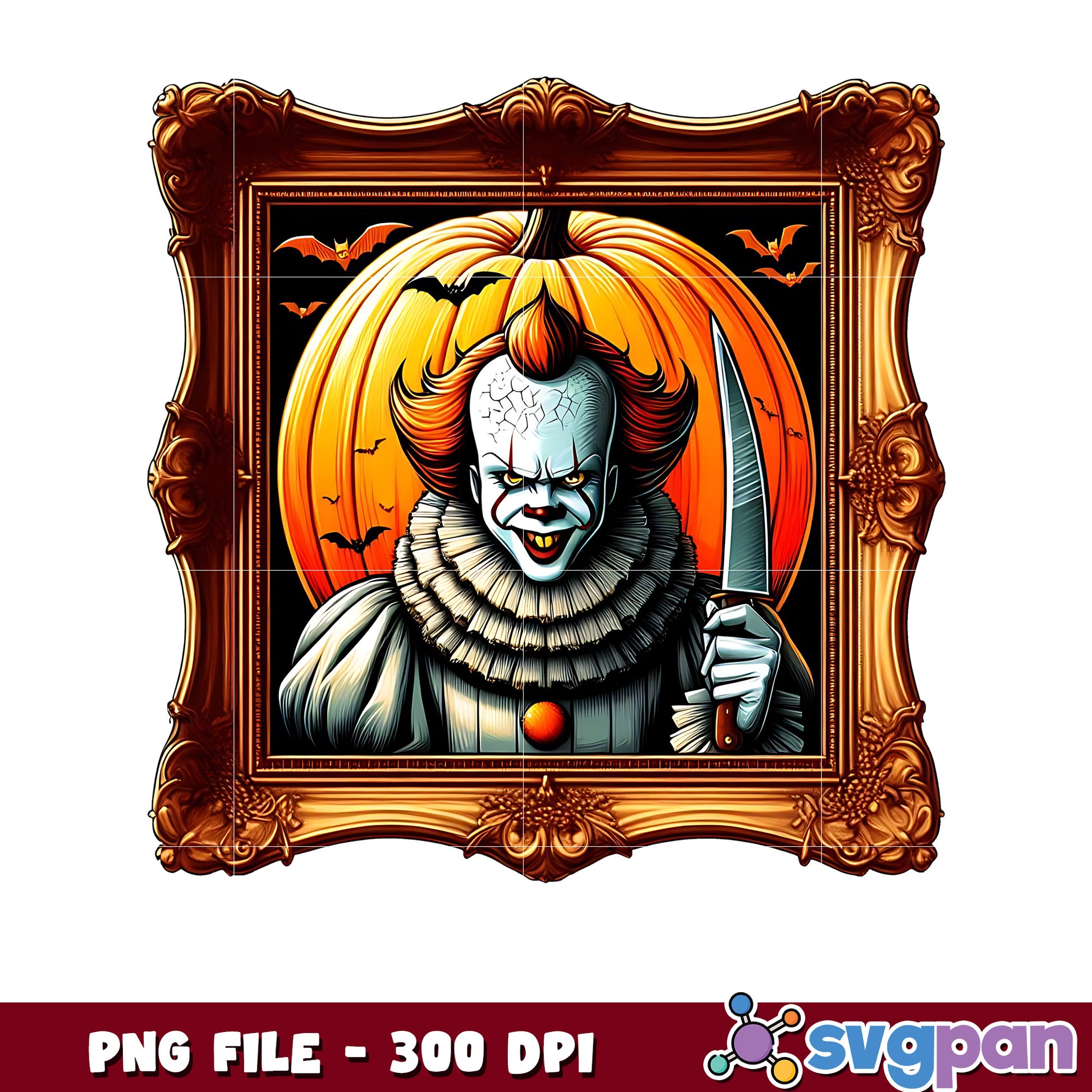 Pennywise picture frame png, trick or treat png, halloween holiday png