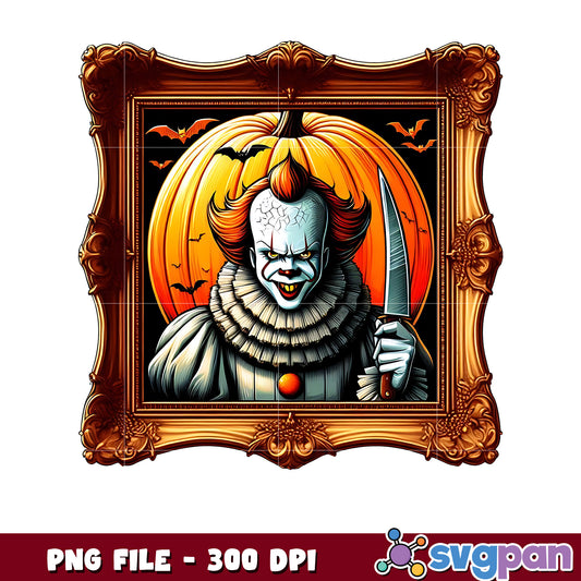 Pennywise picture frame png, trick or treat png, halloween holiday png
