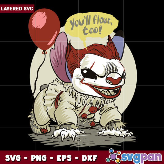 Pennywise stitch svg, halloween svg, horror movies characters svg