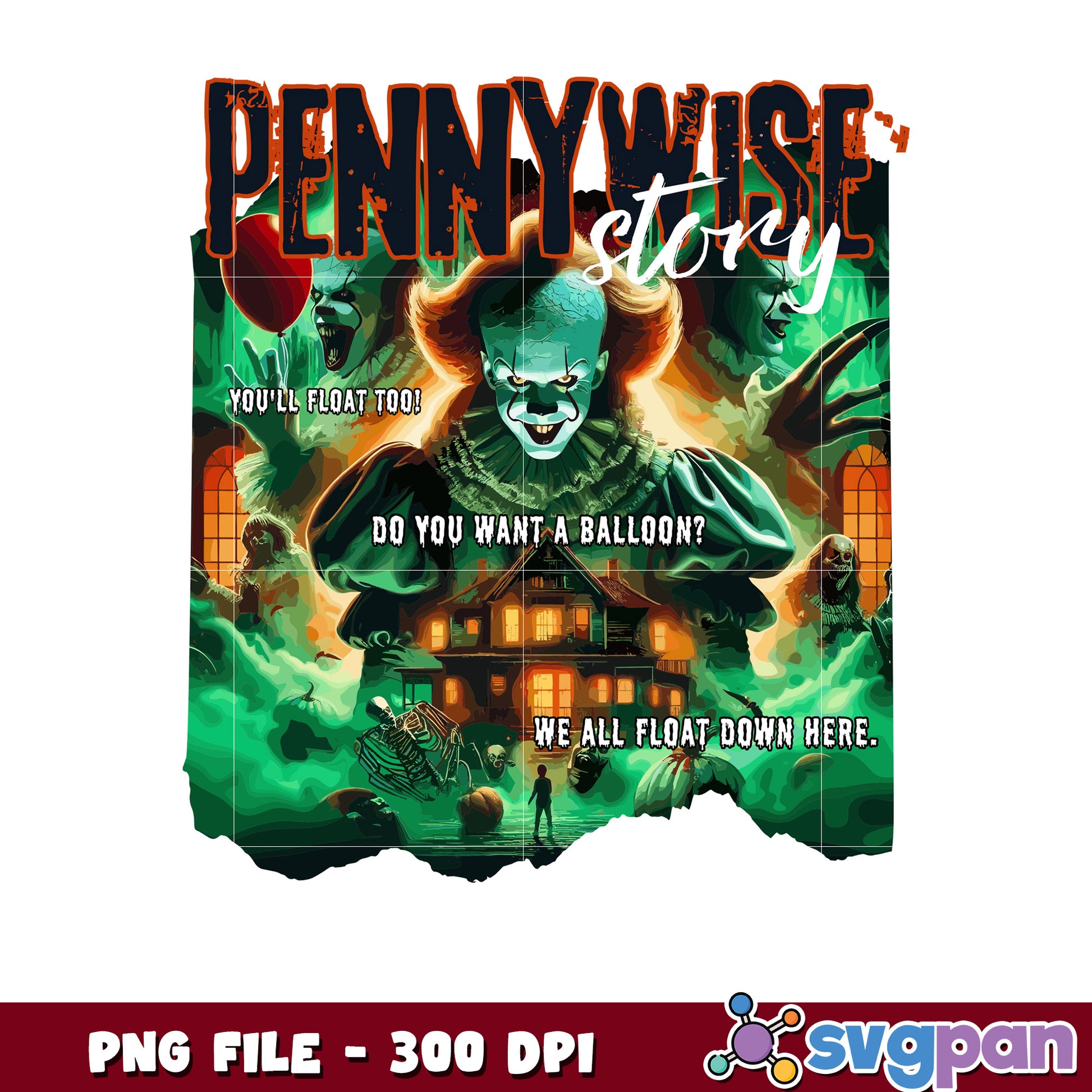 Pennywise story png, halloween horror characters png, halloween town png
