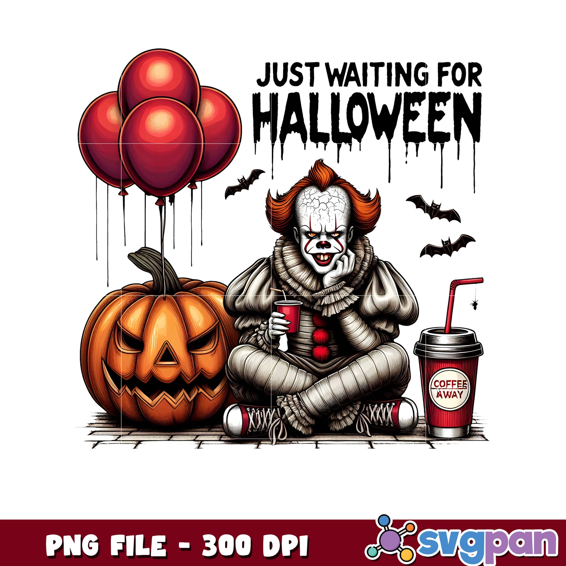 Pennywise waiting for the halloween png, halloween toys png, halloween characters png