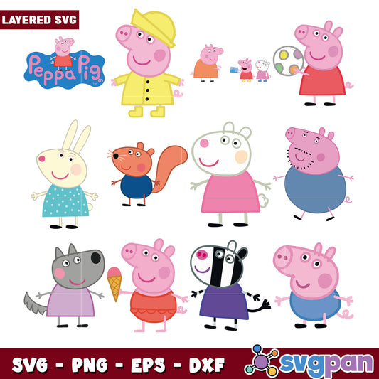 Peppa Pig Character Bundle SVG Cut Files Collection