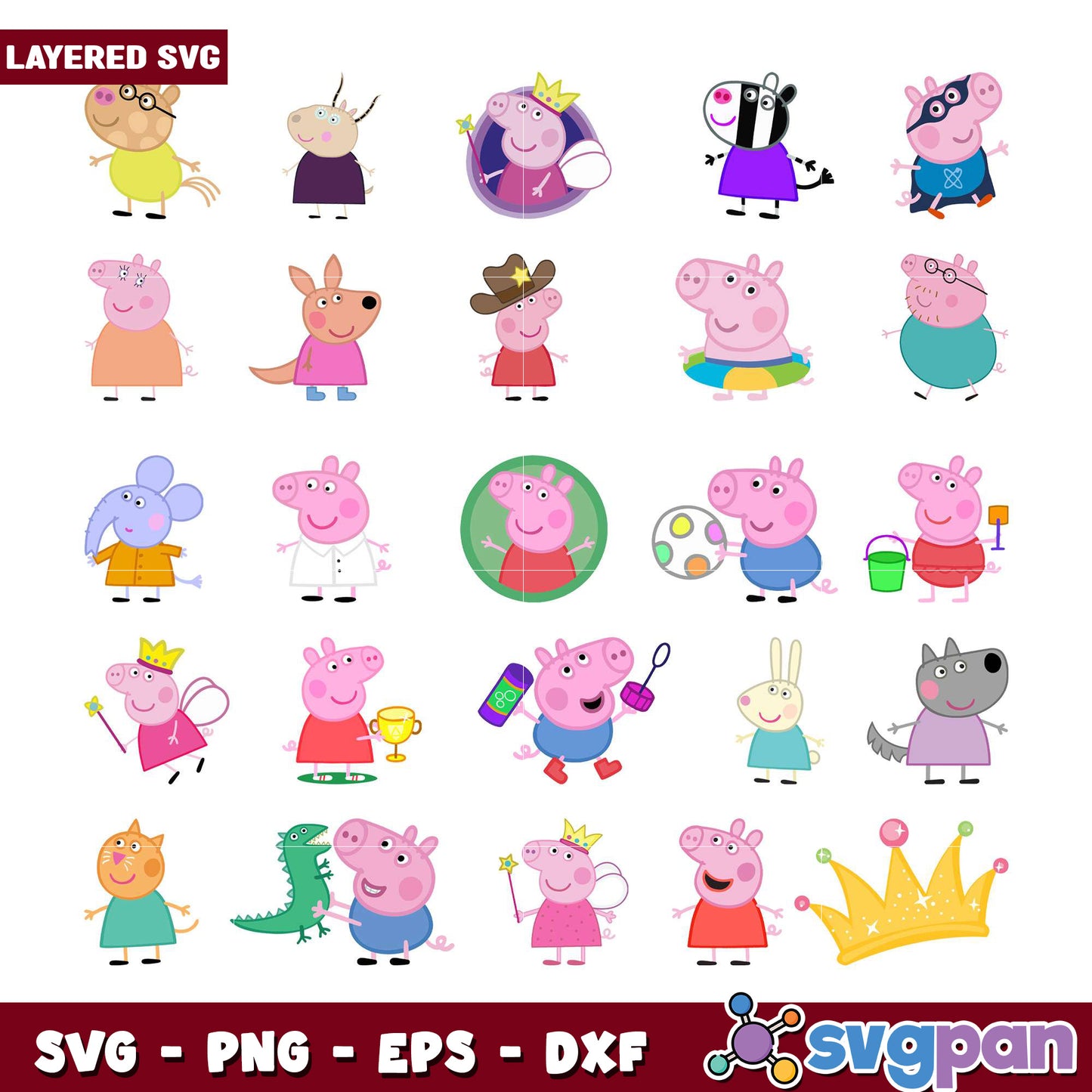 Peppa Pig Layered SVG Bundle for Crafts and Fun