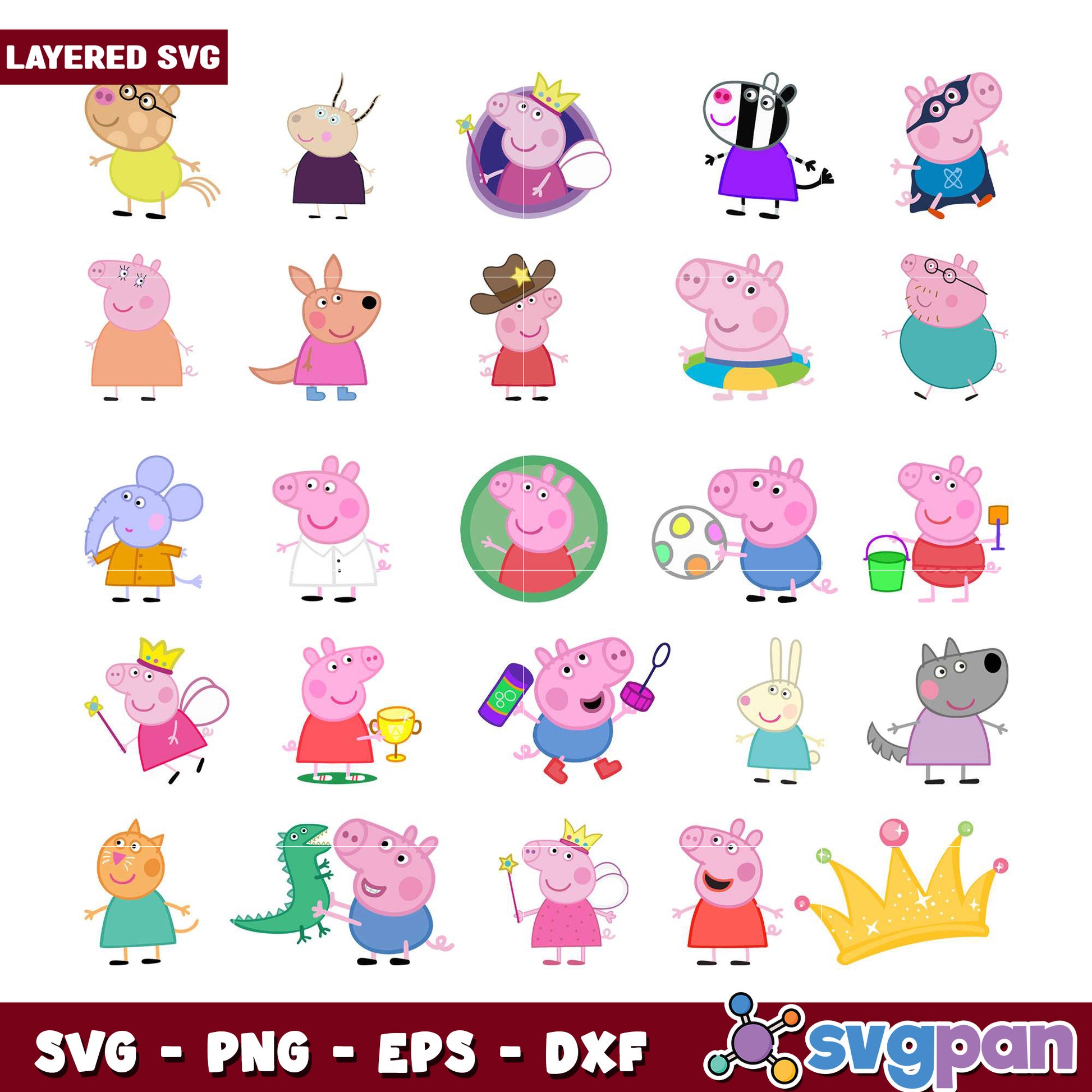 Peppa Pig Layered SVG Bundle for Crafts and Fun