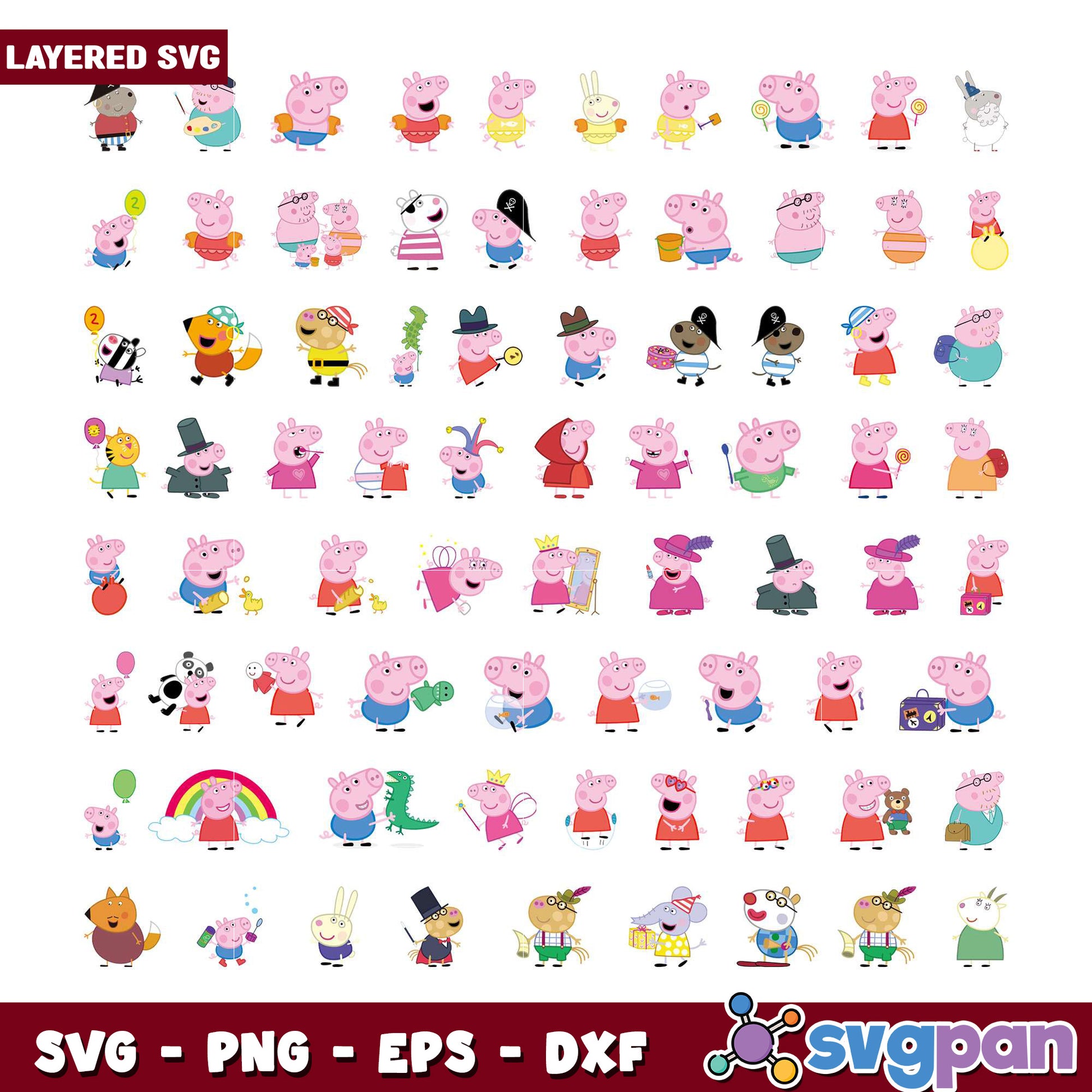 Peppa Pig SVG Bundle Layered Designs