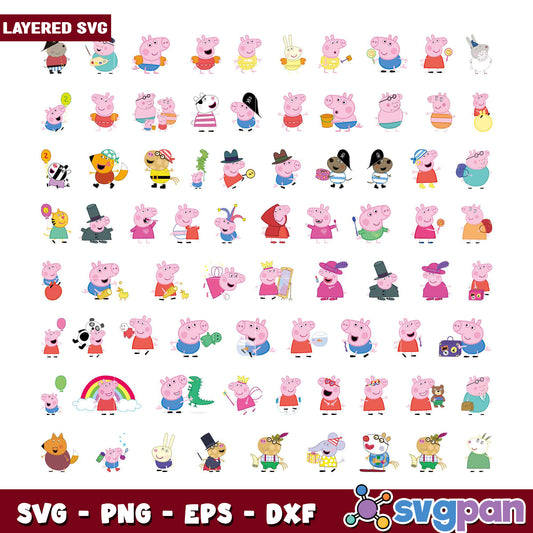 Peppa Pig SVG Bundle Layered Designs