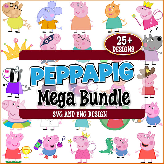 Peppa pig design svg bundle