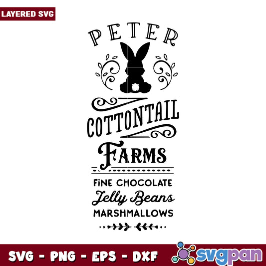 Peter Cottontail Farms SVG Design, Perfect for Spring Projects