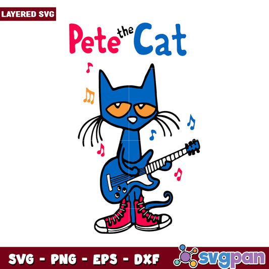 Pete the Cat playing guitar design, perfect for creative projects