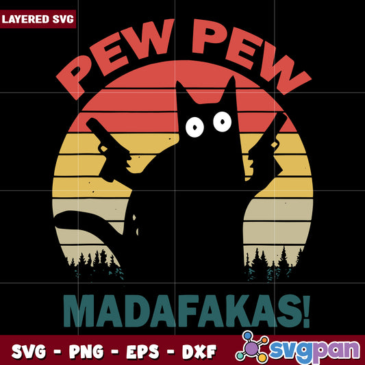 PewPew madafakas cat svg, halloween svg, horror movies characters svg