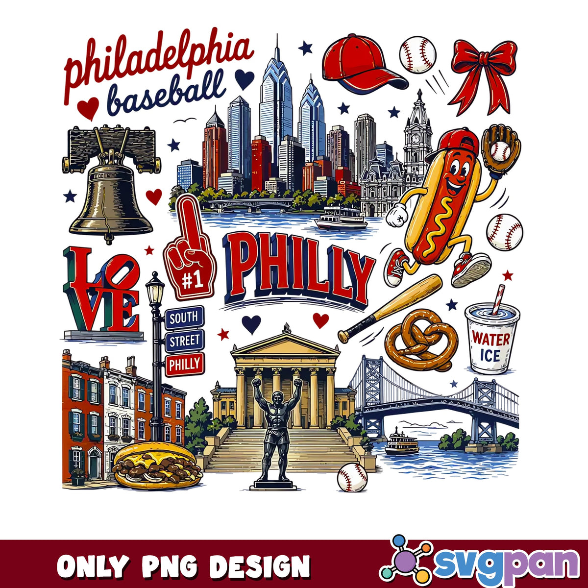 Philadelphia Baseball PNG, Philly City Landmarks PNG, Philadelphia PNG