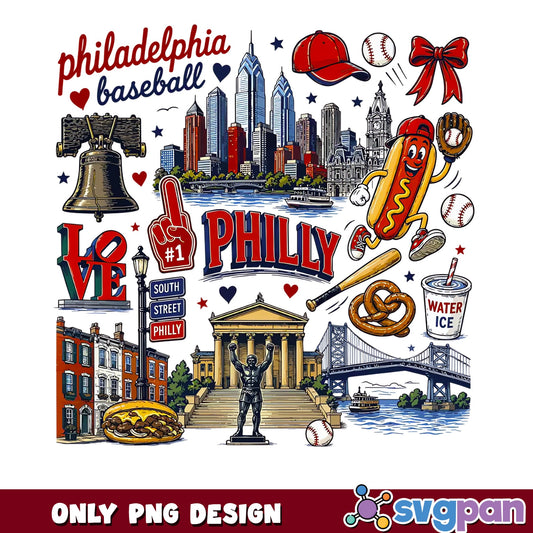 Philadelphia Baseball PNG, Philly City Landmarks PNG, Philadelphia PNG