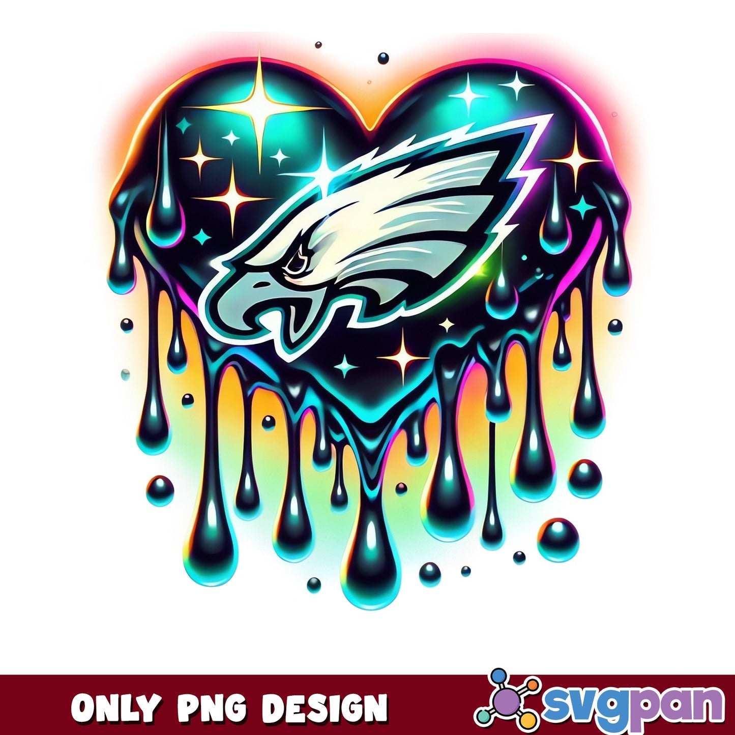 Philadelphia Eagles Dripping Heart PNG, Eagles NFL PNG, Football PNG