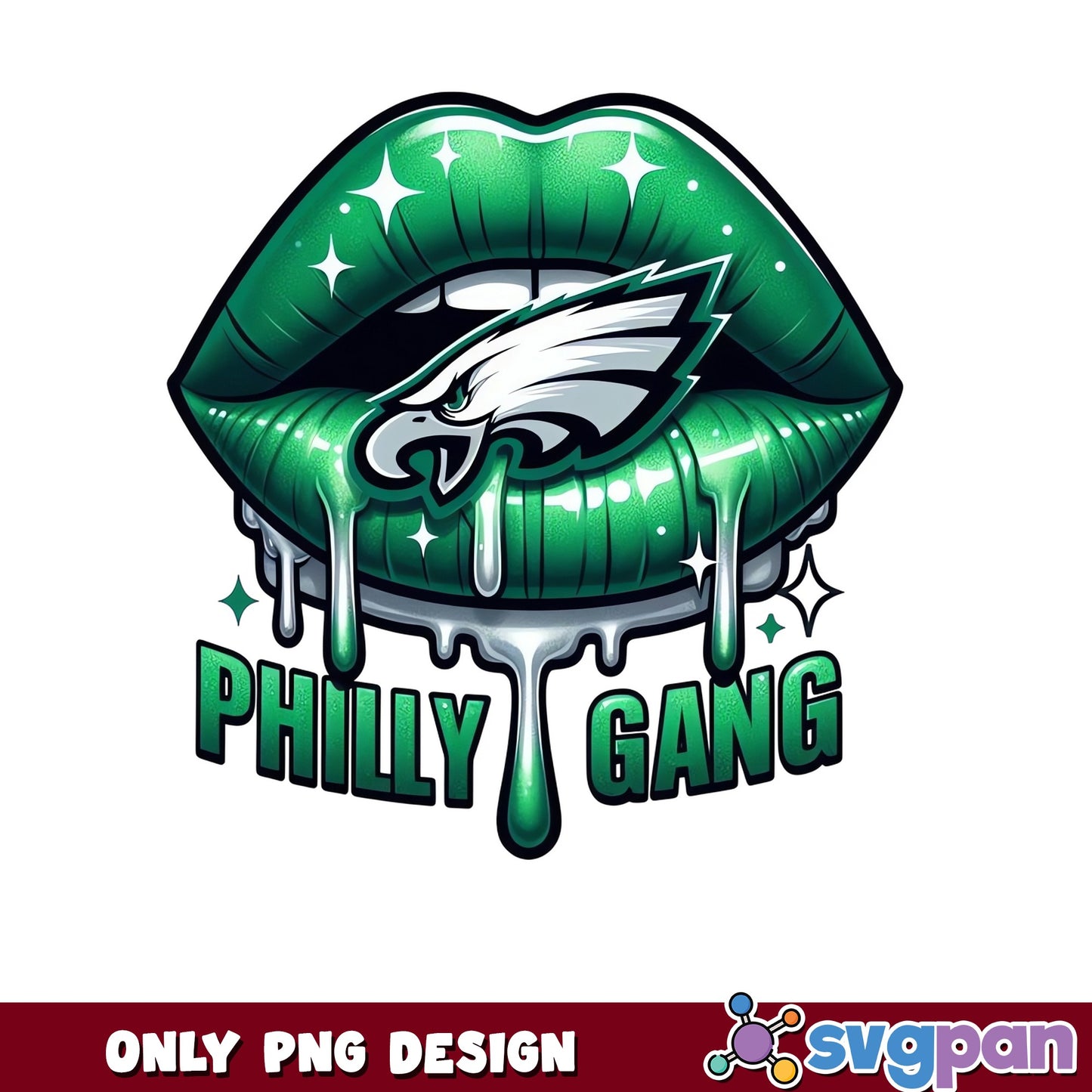 Philadelphia Eagles Dripping Lips PNG, Philly Gang PNG, Eagles Football PNG
