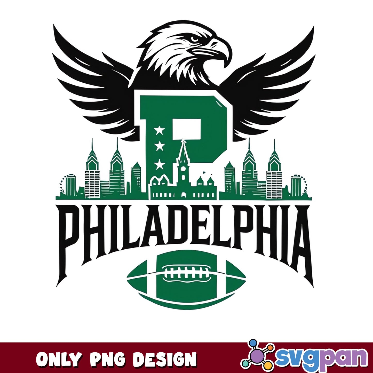Philadelphia Eagles Football PNG, Philly Skyline PNG, NFL PNG