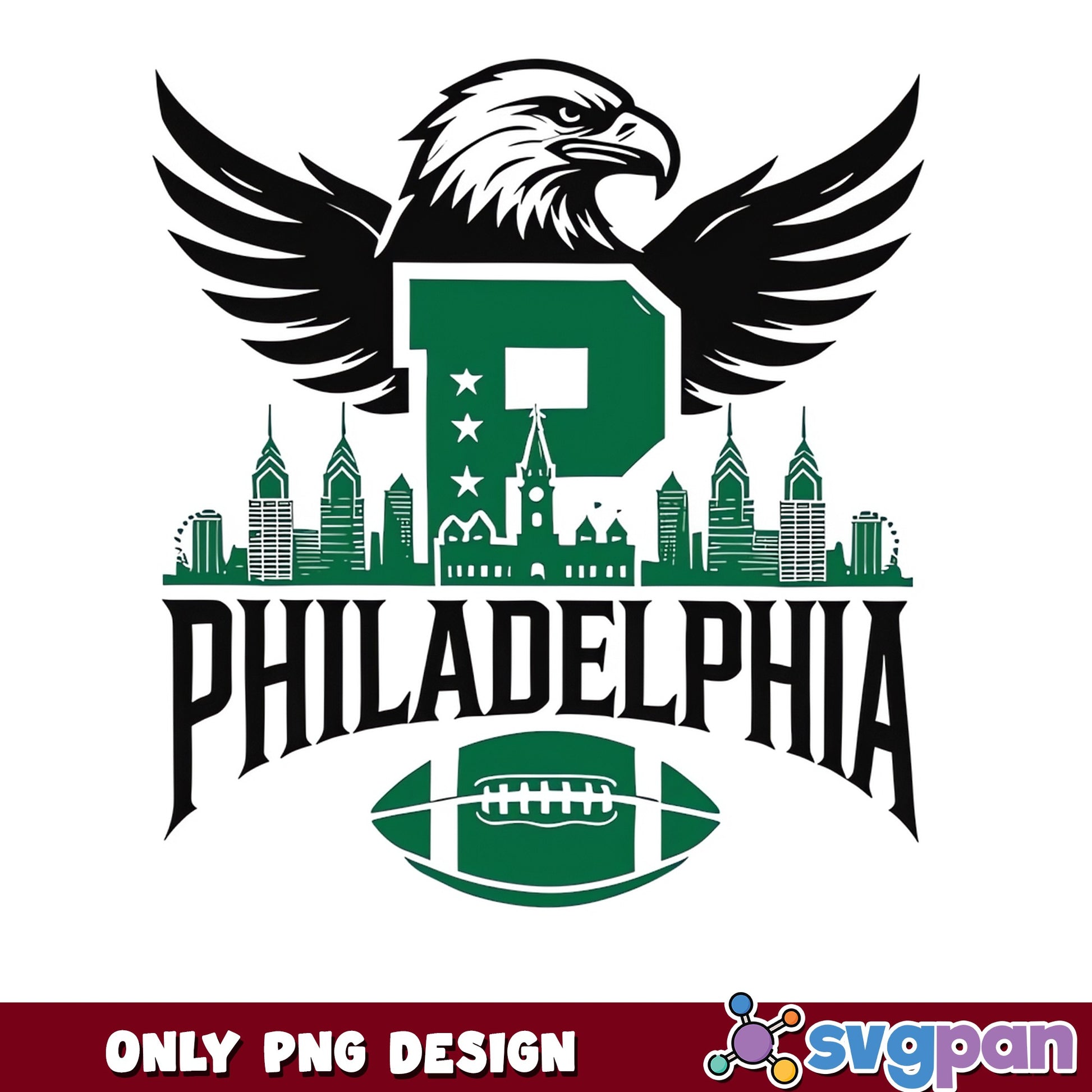 Philadelphia Eagles Football PNG, Philly Skyline PNG, NFL PNG