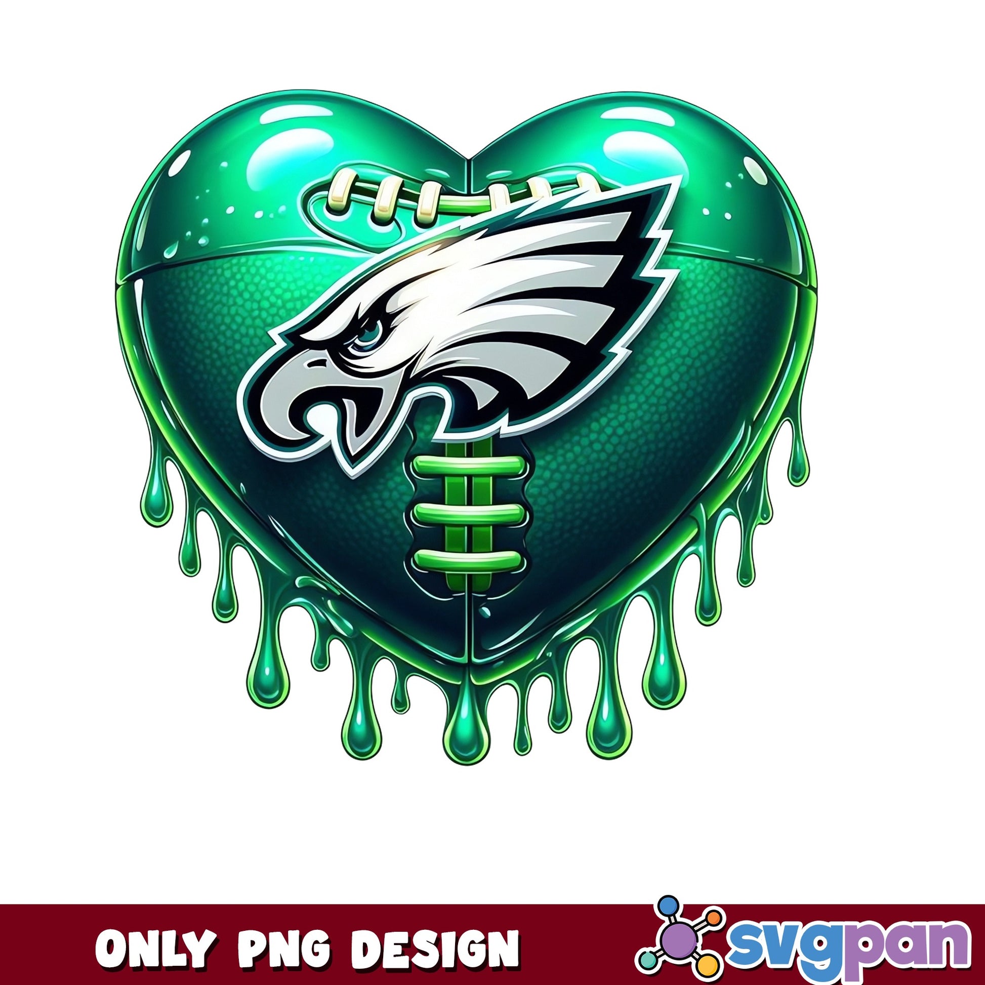 Philadelphia Eagles Heart Football Drip PNG, Eagles PNG, NFL PNG