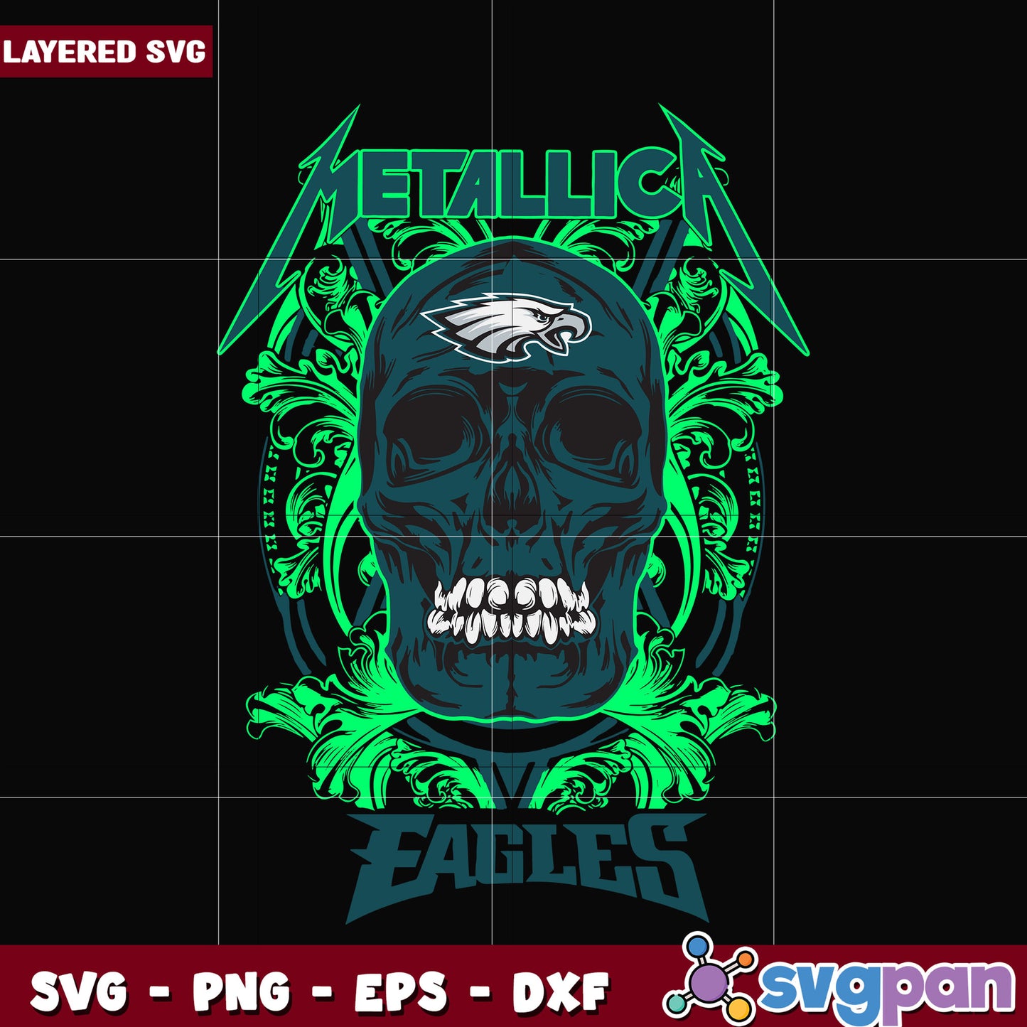 Philadelphia eagles skull metallica svg, ameircan sports svg, nfl teams logo svg