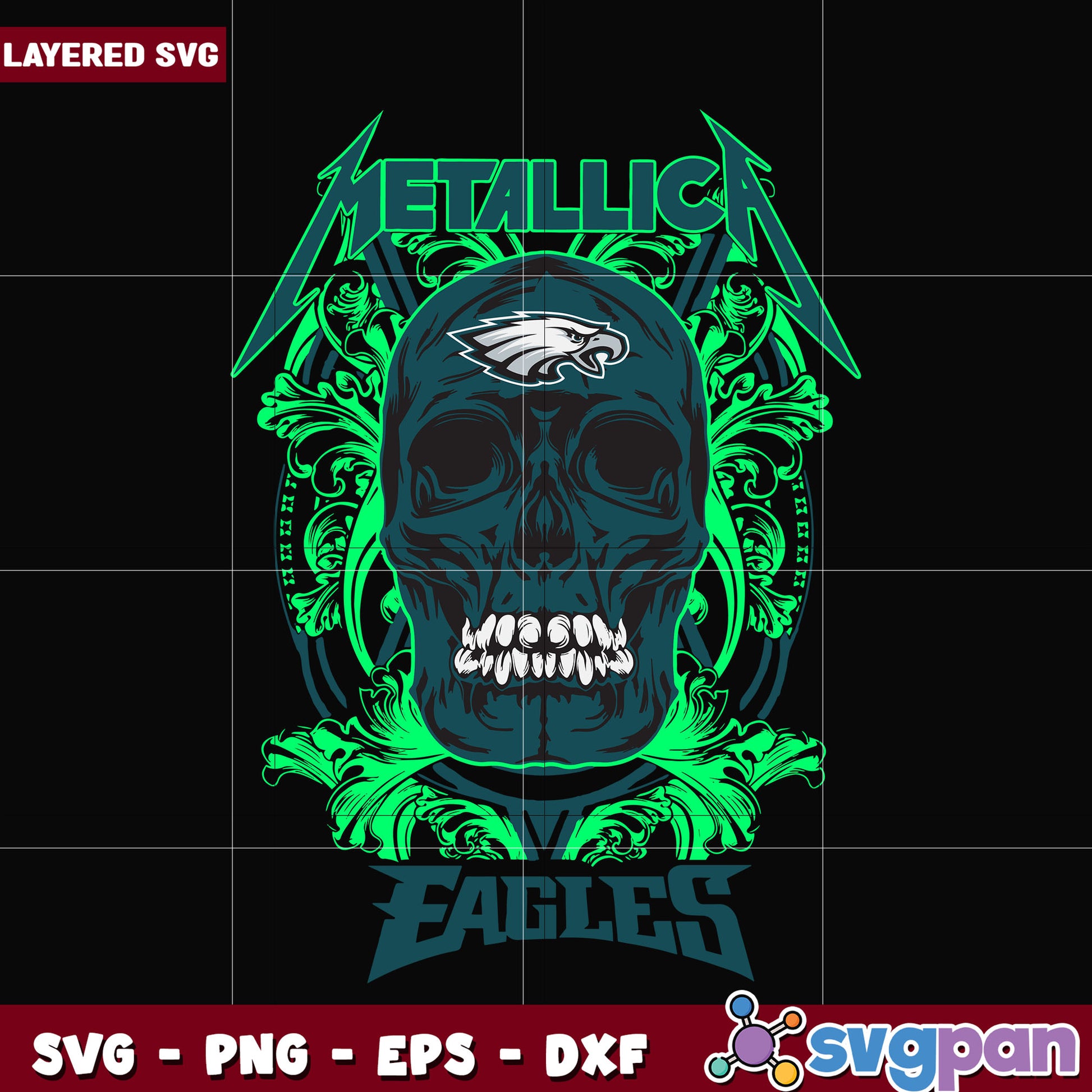 Philadelphia eagles skull metallica svg, ameircan sports svg, nfl teams logo svg