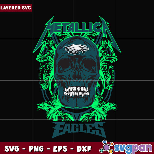 Philadelphia eagles skull metallica svg, ameircan sports svg, nfl teams logo svg