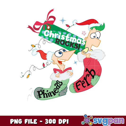 Phineas and ferb gift png, chistmas design png, disney cartoon png