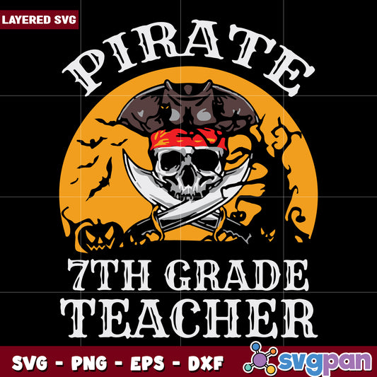 Piarate 7th grade teacher svg, halloween svg, horror movies characters svg