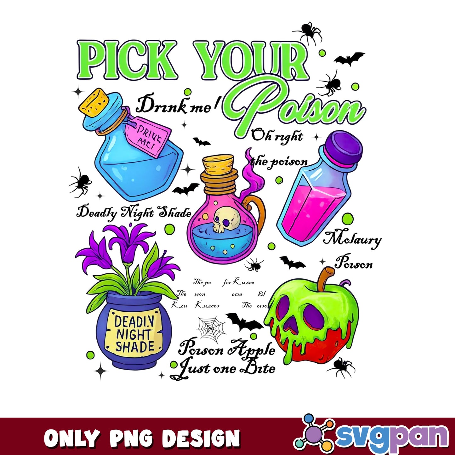 Pick Your Poison Halloween PNG, Poison Apple PNG, Villain PNG