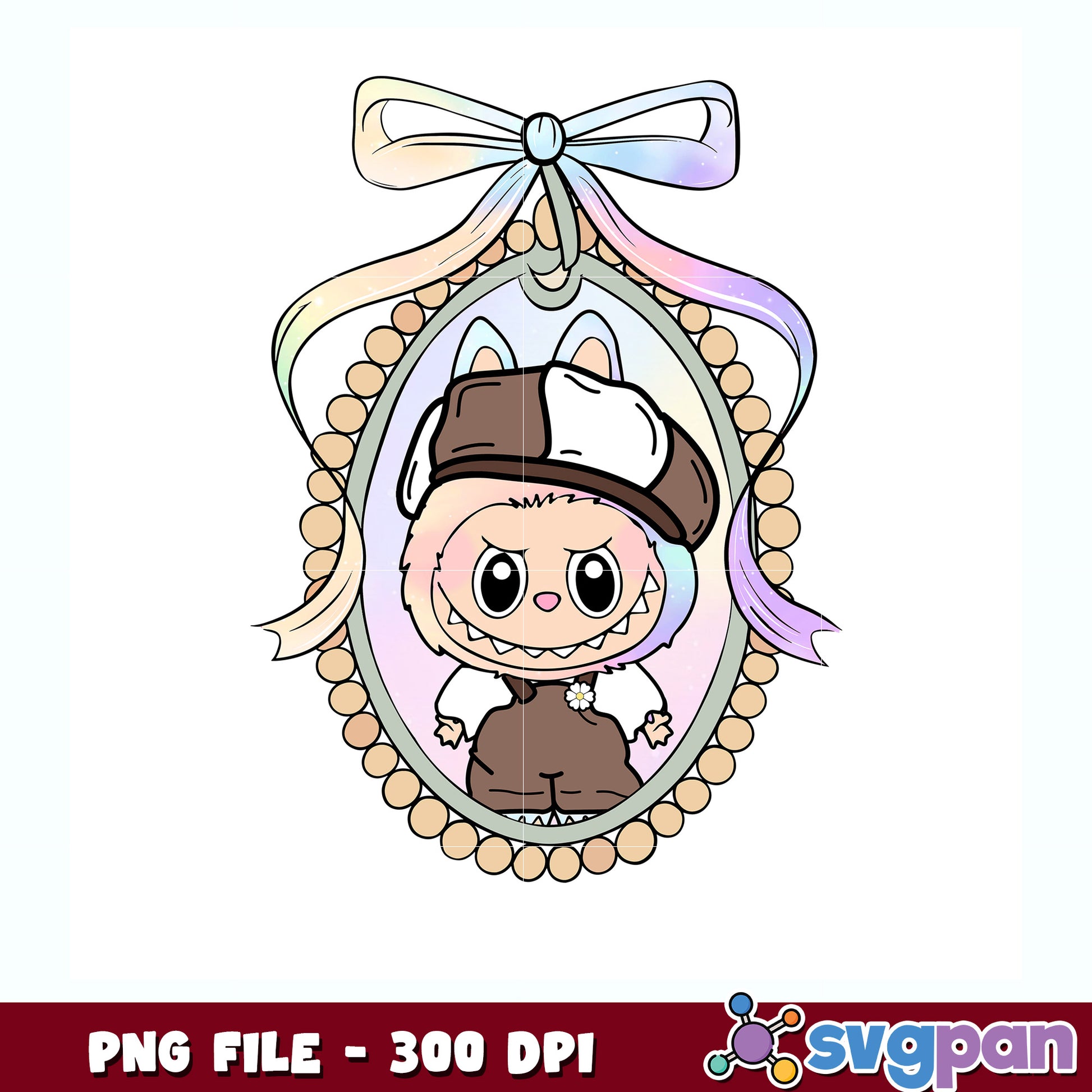 Picture frame labubu png, labubu decor png, cute labubu png