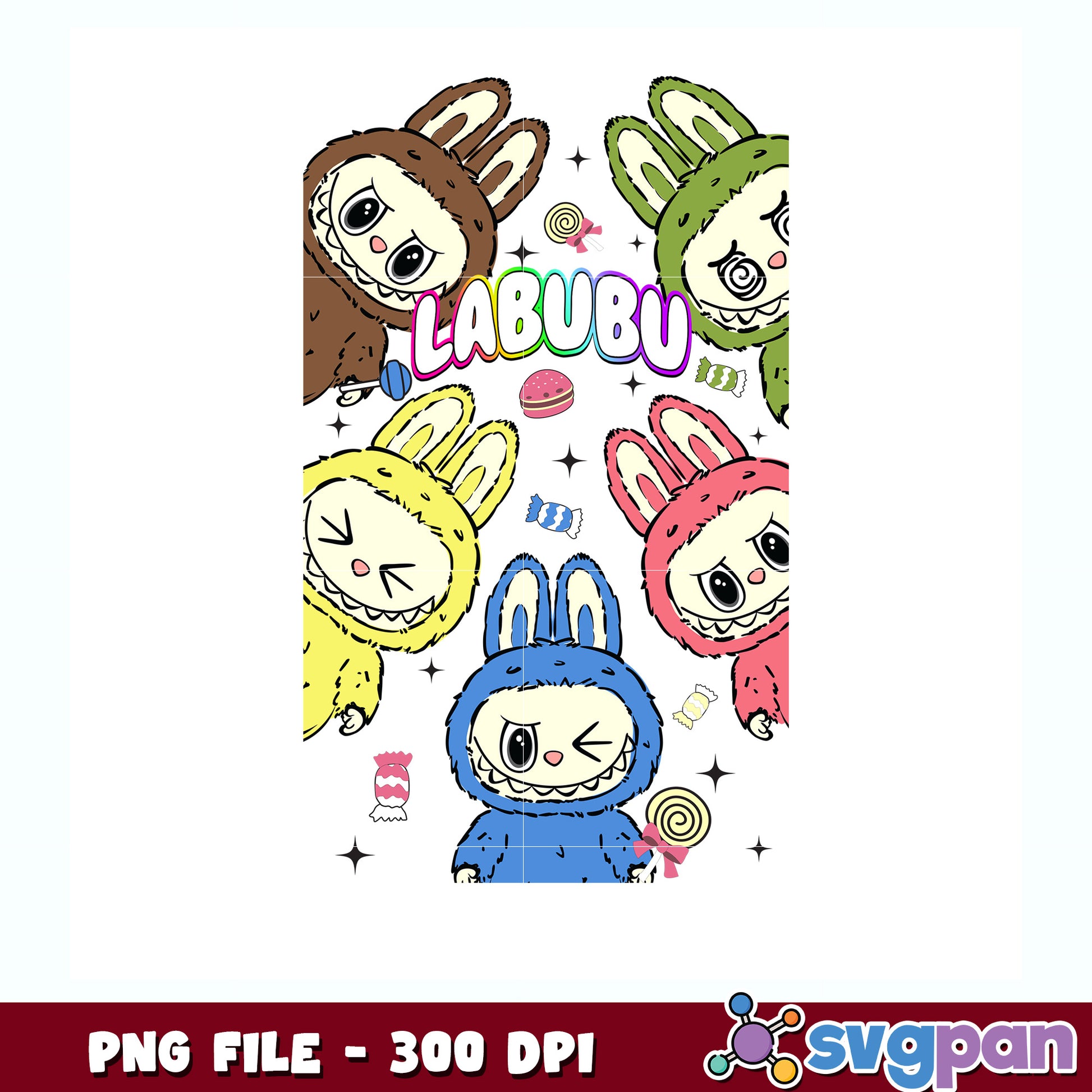 Picture labubu and friends png, labubu decor png, cute labubu png