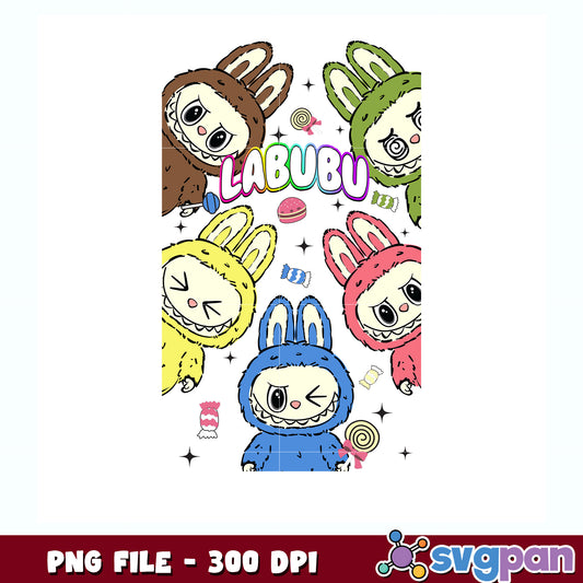Picture labubu and friends png, labubu decor png, cute labubu png