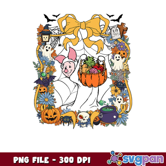 Piglet halloween ghoul png, disney characters png, spooky halloween png