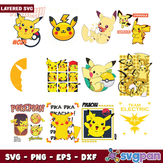 Pikachu SVG Bundle Layered Designs