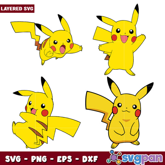 Pikachu SVG Bundle Layered PNG EPS DXF