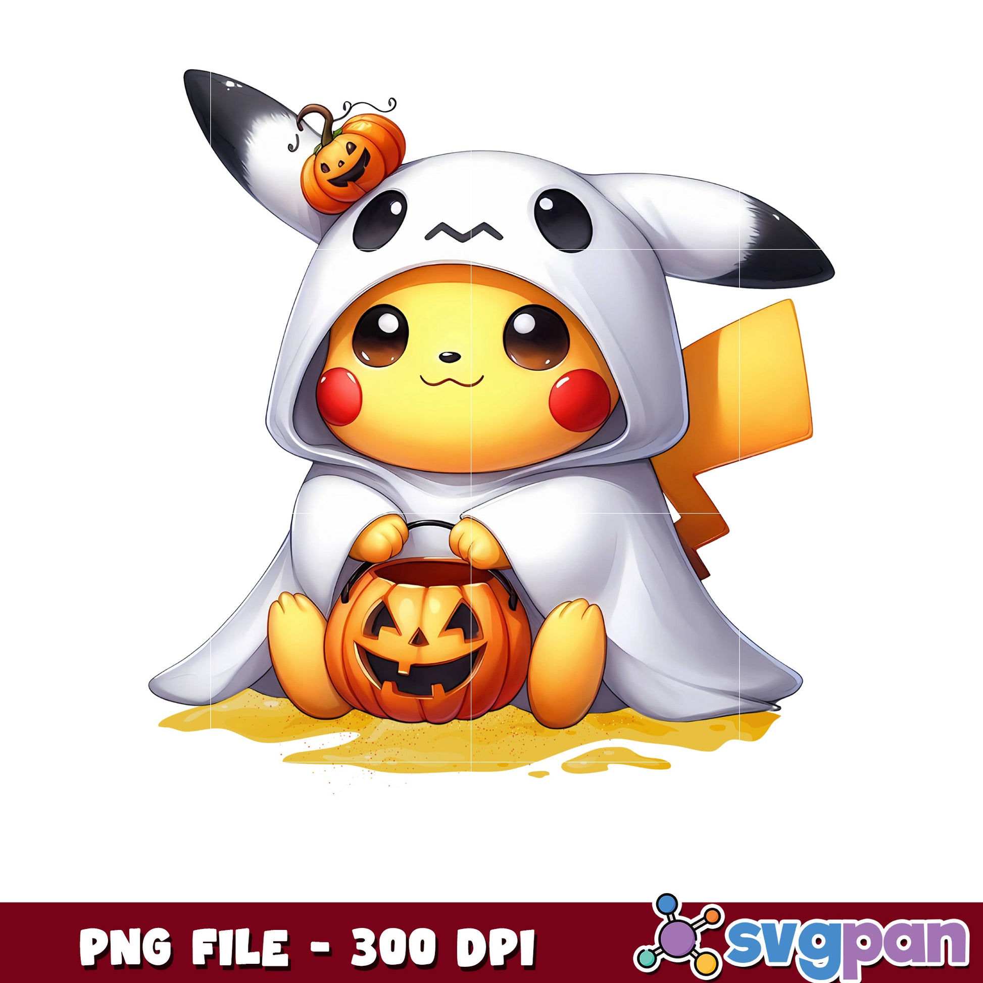 Pikachu ghoul costume png, halloween decor png, halloween pumpkin png