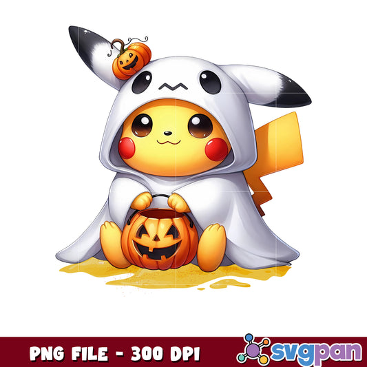 Pikachu ghoul costume png, halloween decor png, halloween pumpkin png