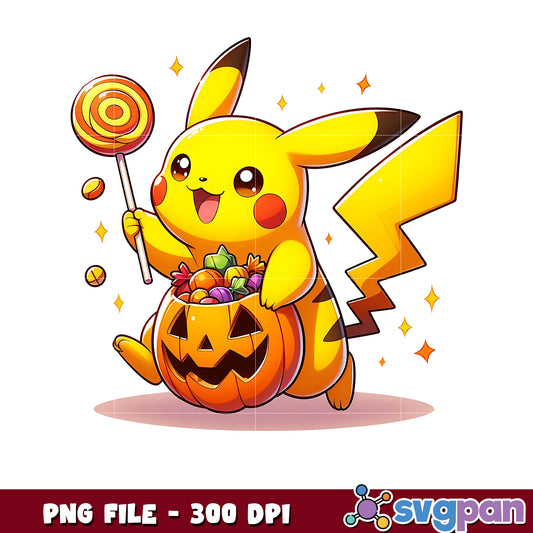 Pikachu halloween candy png, happy halloween png, halloween pokemon​ ​png