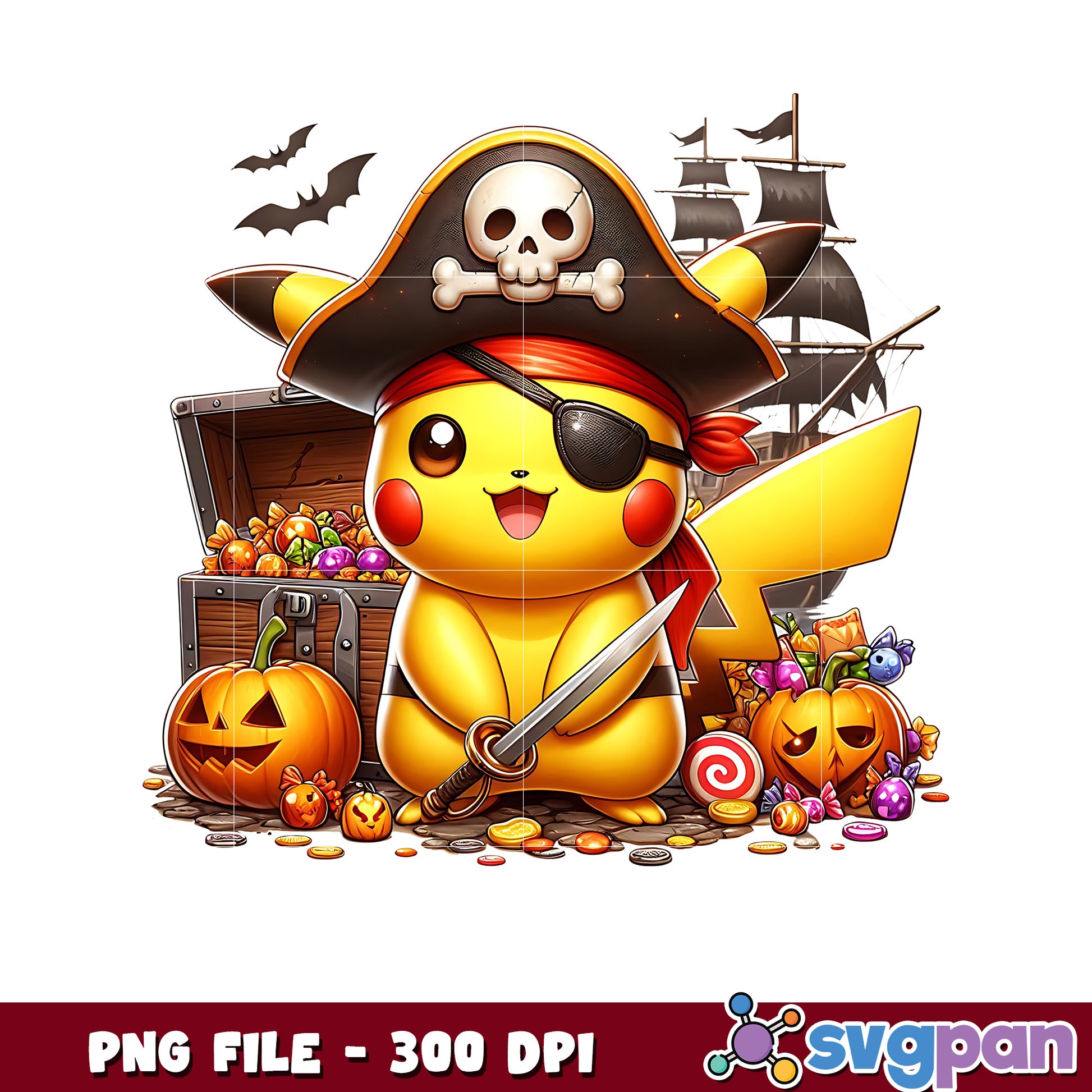 Pikachu pirates png, happy halloween png, halloween pokemon​ ​png