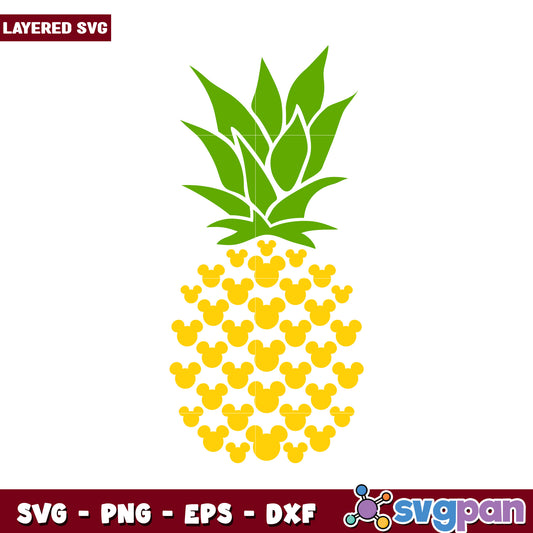 Pineapple SVG design for crafts and projects, vibrant yellow colors