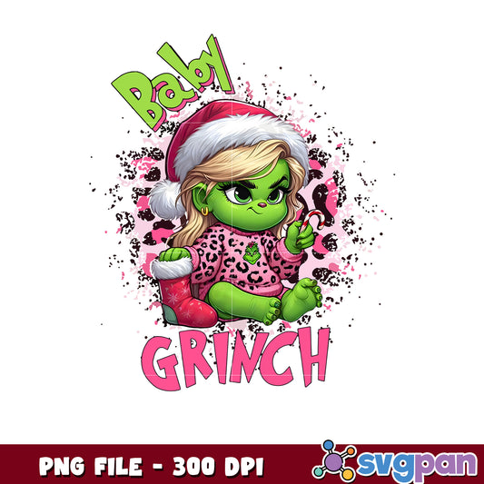 Pink Baby Grinch Boujee Leopard png, grinch meme​ png, grinch song​ png