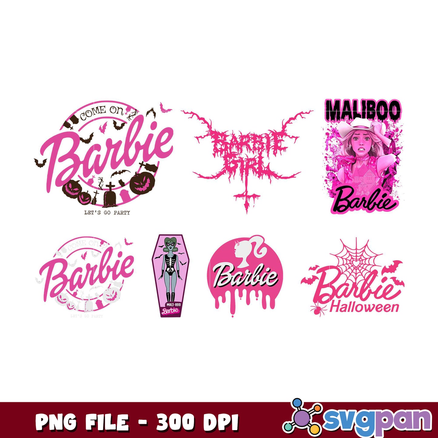 Pink Barbie Halloween Bundle PNG 300 DPI