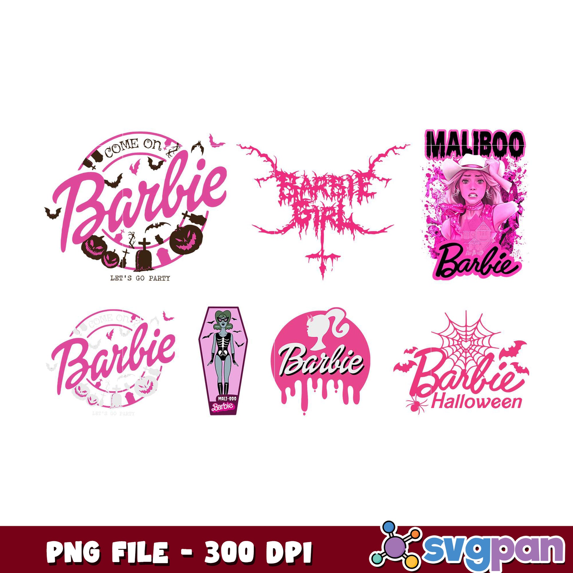 Pink Barbie Halloween Bundle PNG 300 DPI