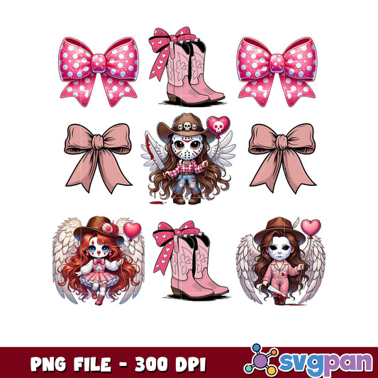 Pink Bows and Western Boots PNG Art, Cute and Stylish Designs