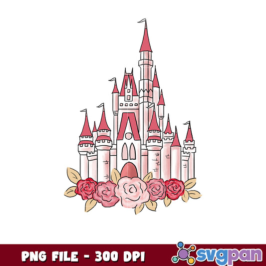 Pink Castle PNG Floral Design