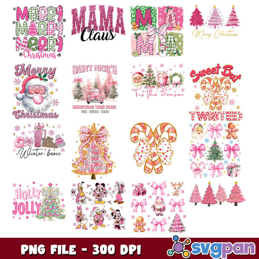 Pink Christmas PNG Bundle 300 DPI