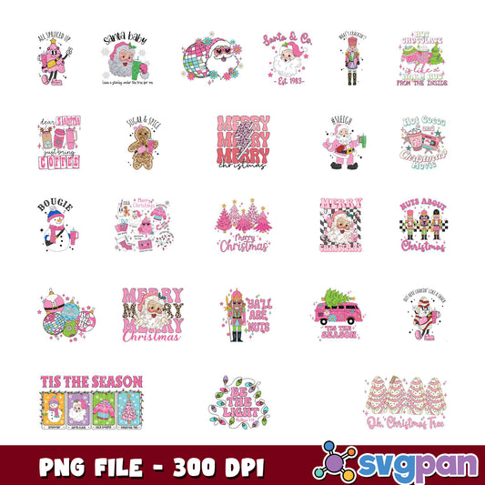 Pink Christmas SVG Bundle PNG Files