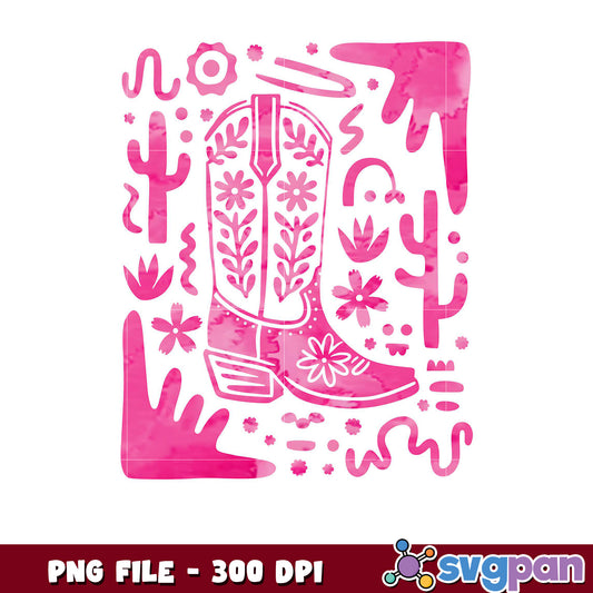 Pink Cowboy Boot Design, Perfect for Western Themes