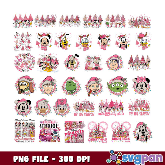 Pink Disney Christmas PNG Bundle 300 DPI