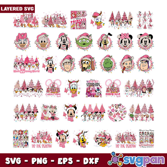 Pink Disney Christmas SVG Bundle