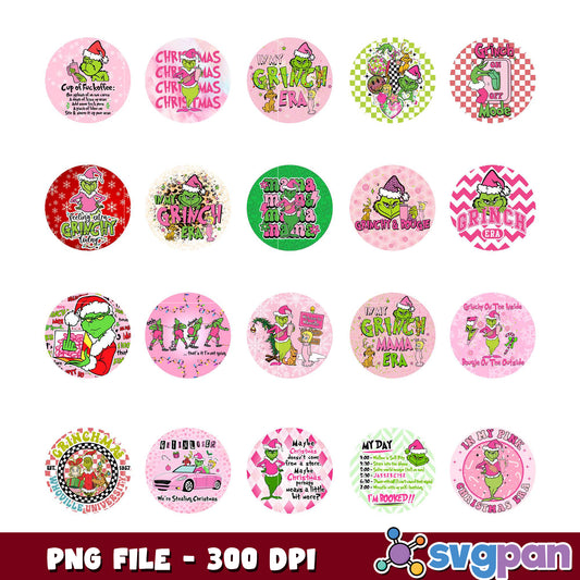 Pink Grinch Christmas Bundle PNG 300 DPI